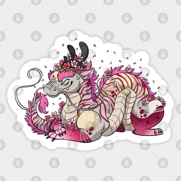 Sakura Dragon Sticker by therealfirestarter